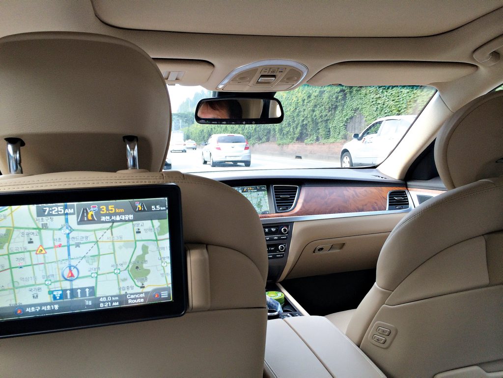 Overseas versions of the Hyundai Genesis has a sat nav system that can slow down the car down for speed cameras. Overseas versions of the Hyundai Genesis has a sat nav system that can slow down the car down for speed cameras.